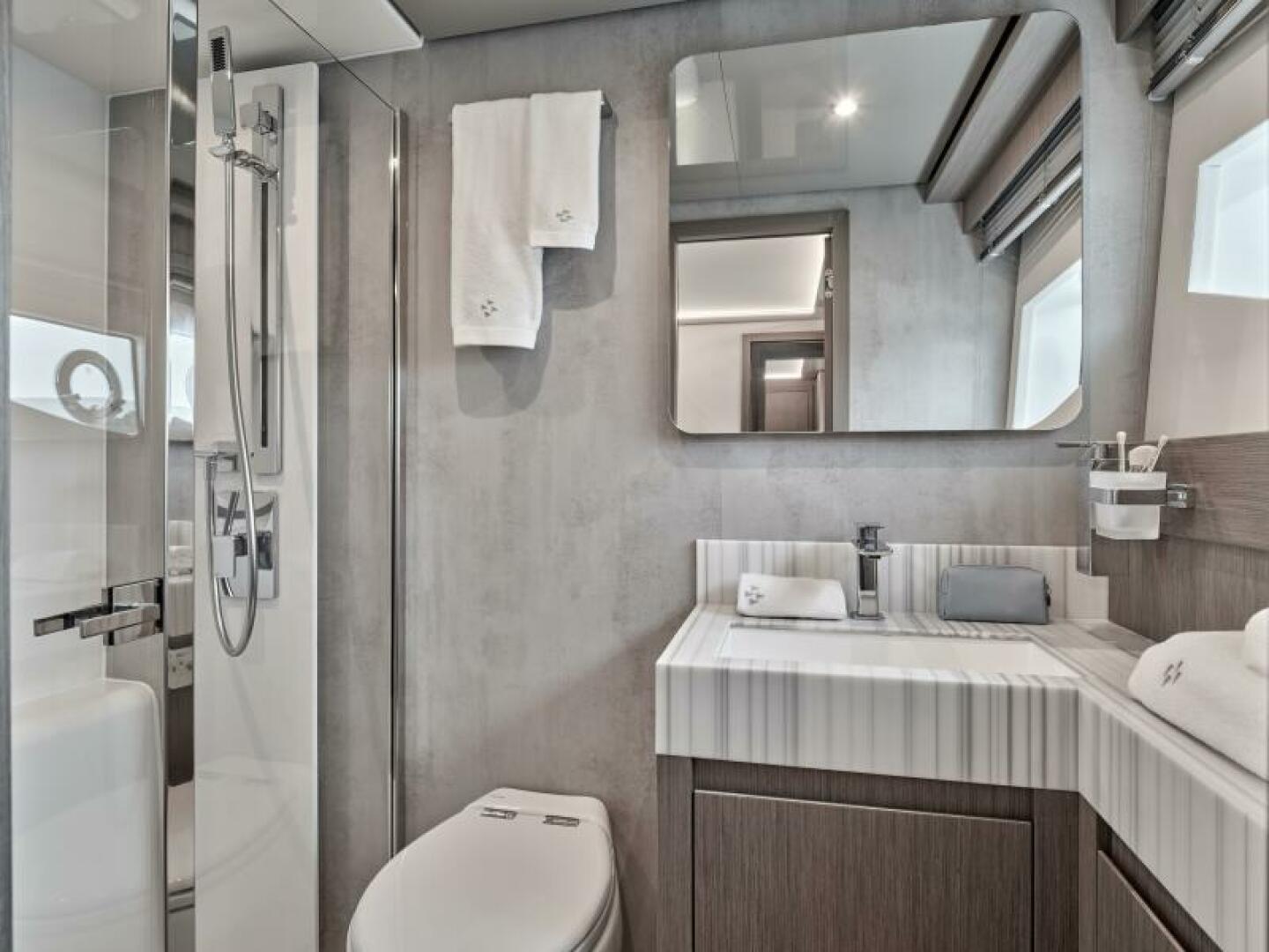Slide: The Image of 2025 65 Prestige M8 Multi-Hull Power Catamaran - Manufacturer VIP Stateroom Head - 4354593