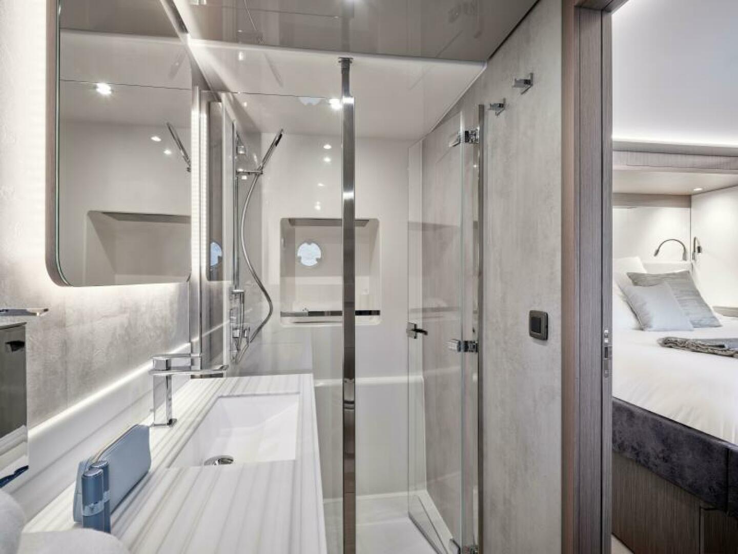 Slide: The Image of 2025 65 Prestige M8 Multi-Hull Power Catamaran - Manufacturer Guest Stateroom Head - 4354595