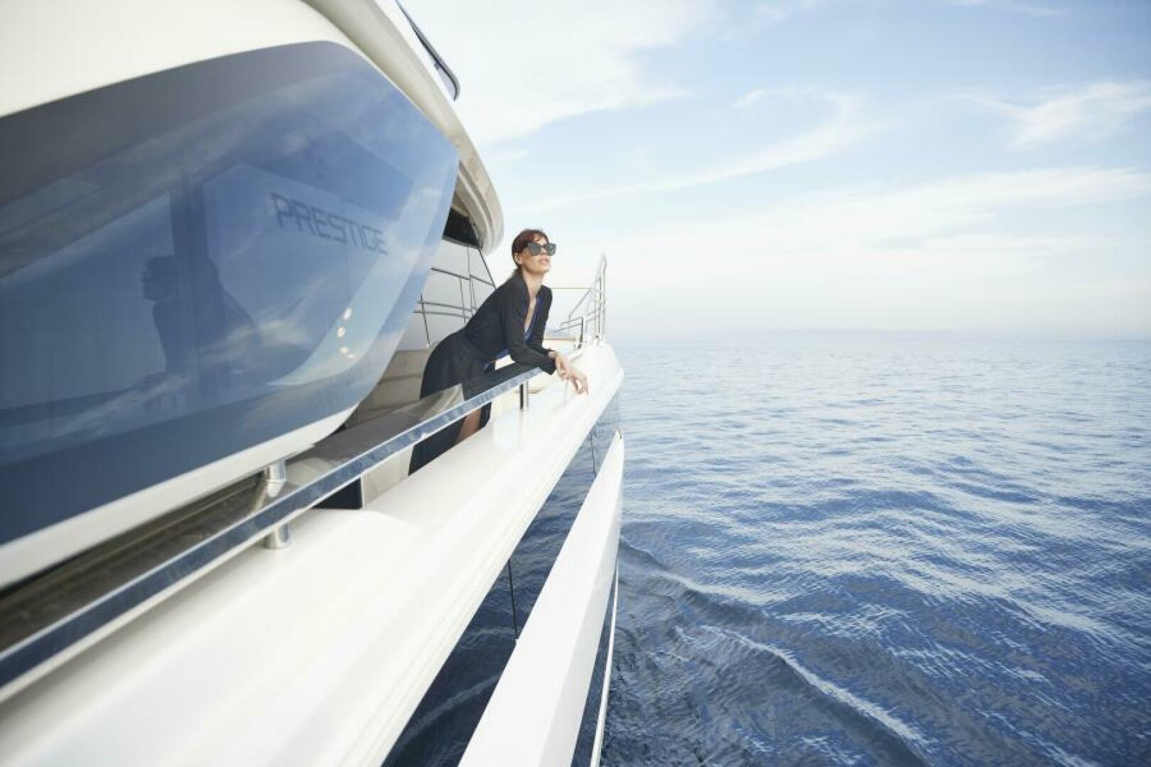 Slide: The Image of 2025 65 Prestige M8 Multi-Hull Power Catamaran - Manufacturer Wide Walkway to Bow - 4354603
