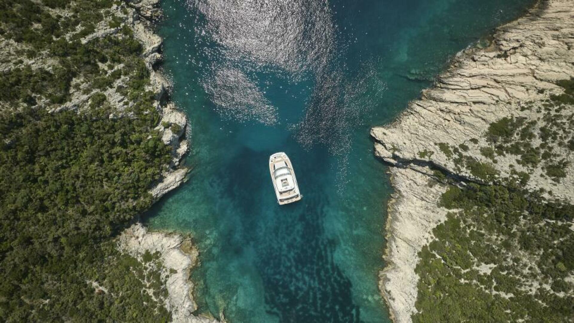 Slide: The Image of 2025 65 Prestige M8 Multi-Hull Power Catamaran - Manufacturer Aerial Profile - 4354620