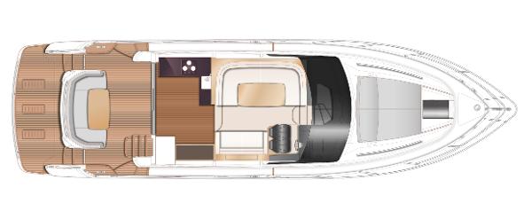 Slide: The Image of Top view layout of 2025 Princess 50 Flybridge yacht, showcasing spacious deck and interior design. - 20