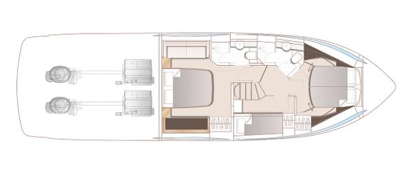Slide: The Image of 2025 Princess 50 Flybridge yacht floor plan, showcasing interior layout and engine placement. - 21
