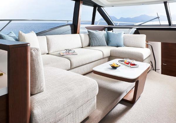 Slide: The Image of Luxurious interior of 2025 Princess S65 yacht with elegant seating and ocean view. - 8
