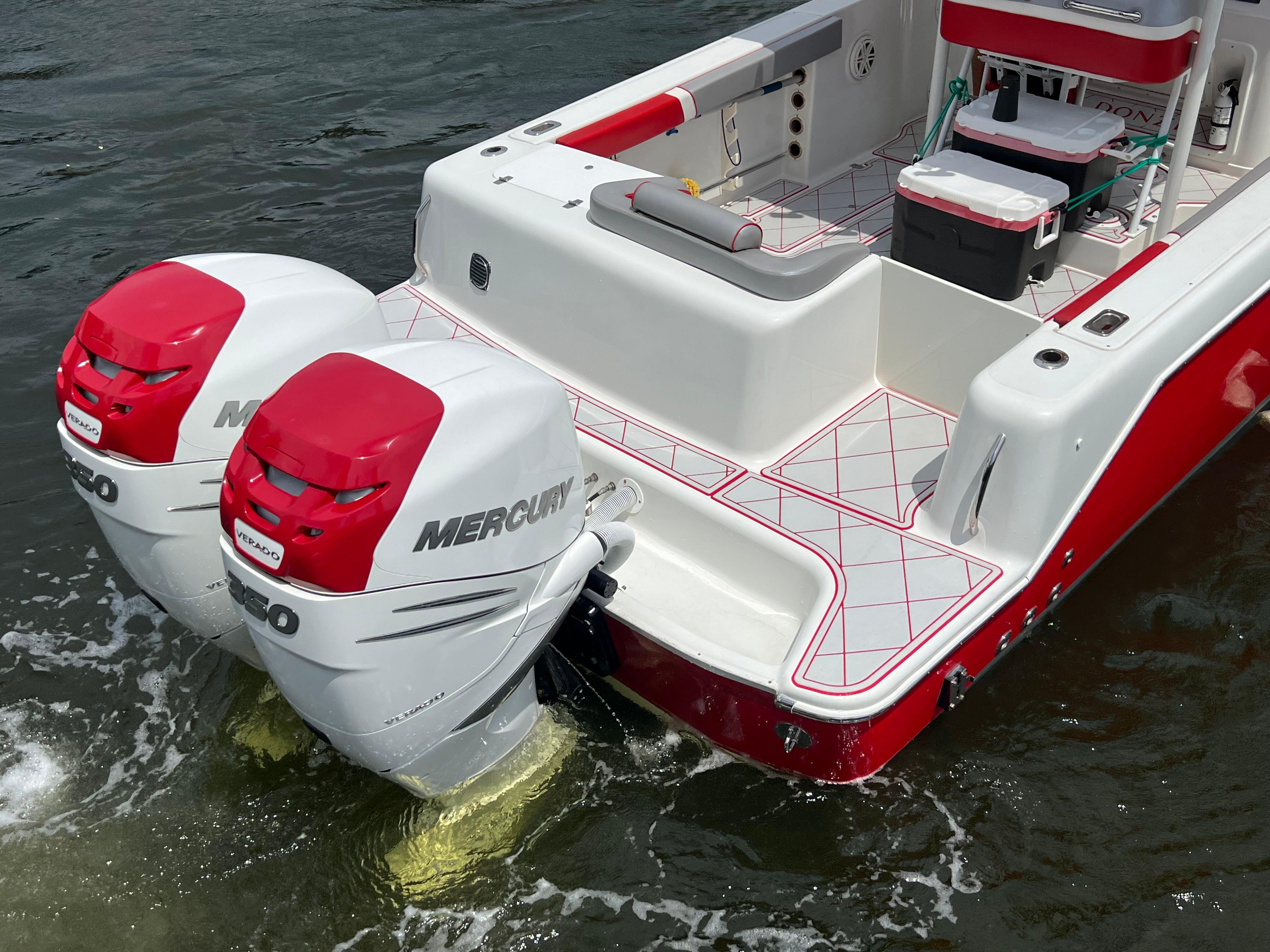 Slide: The Image of 2016 Pro-Line 3400 Cuddy with twin Mercury Verado outboard engines. - 8