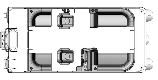 Slide: The Image of Top view of 2024 Qwest E-Class 818 RLS LT pontoon boat layout. - 3