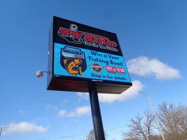 Slide: The Image of M-W Marine sign promoting a contest to win a 2024 Ranger 1850 Reata fishing boat. - 18