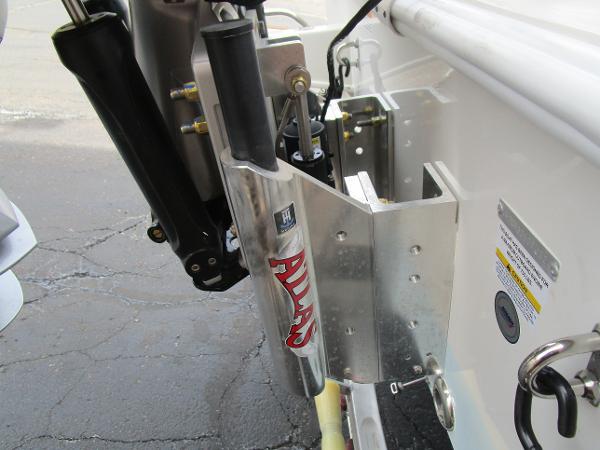 Slide: The Image of Close-up of 2024 Ranger 2360 Bay boat's hydraulic jack plate. - 36