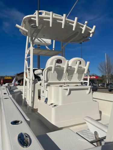 Slide: The Image of 2024 Ranger 2660 Bay boat with dual seating and T-top. - 1