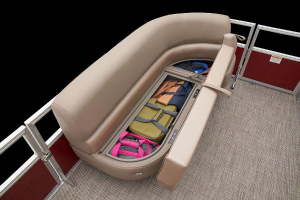 Slide: The Image of 2024 Ranger Reata 200C boat with under-seat storage compartment. - 26
