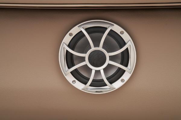 Slide: The Image of 2024 Ranger Reata 200C boat speaker detail on beige interior. - 48