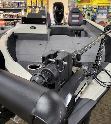 Slide: The Image of 2023 Ranger VS1682SC Angler boat interior with Minn Kota trolling motor. - 0