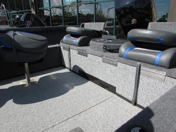 Slide: The Image of 2023 Ranger VS1882SC Angler boat interior with seating and storage compartments. - 6