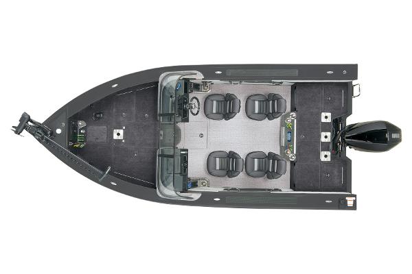Slide: The Image of 2024 Ranger VX1888 WT fishing boat, top view, spacious seating, advanced controls, and powerful outboard motor. - 19