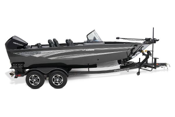 Slide: The Image of 2024 Ranger VX1888 WT fishing boat on trailer, side view. - 21
