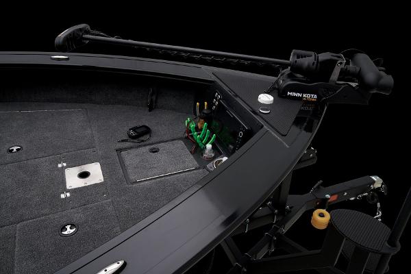 Slide: The Image of 2024 Ranger VX1888 WT boat deck with Minn Kota trolling motor. - 29