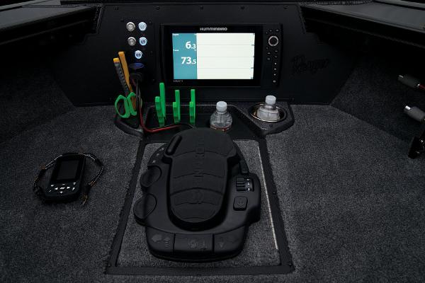 Slide: The Image of Control panel of 2024 Ranger VX1888 WT boat with Humminbird display. - 33