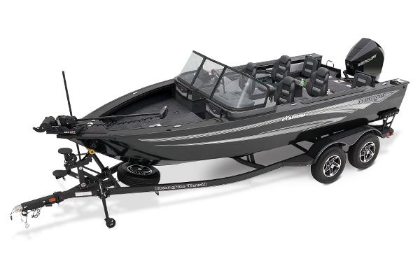 Slide: The Image of 2024 Ranger VX1888 WT fishing boat with trailer, black exterior, and spacious seating. - 4
