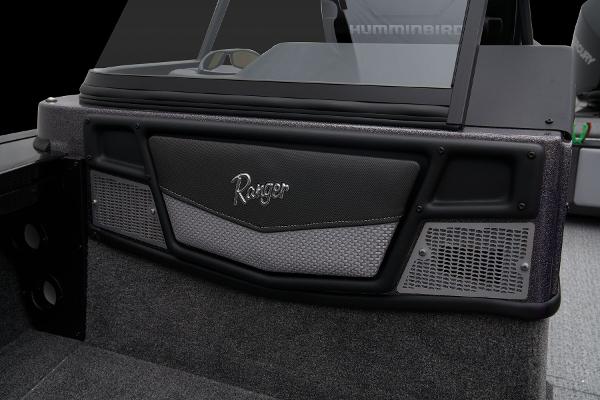 Slide: The Image of 2024 Ranger VX1888 WT boat interior dashboard with logo. - 43