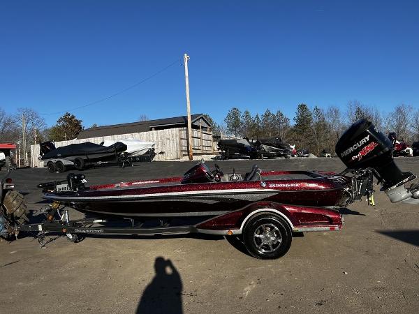 Slide: The Image of 2018 Ranger Z519C bass boat with Mercury outboard motor on trailer. - 1