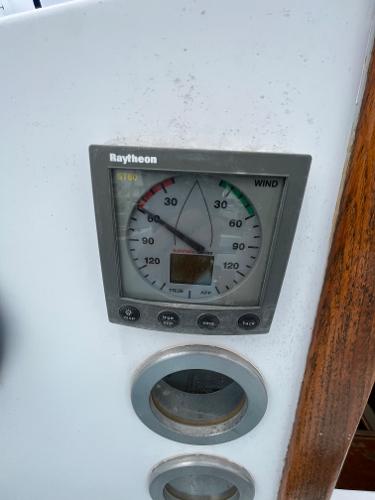Slide: The Image of Raytheon wind gauge on 1979 Ranger Yachts 30 sailboat. - 13