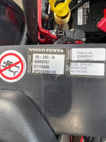 Slide: The Image of Volvo Penta engine label on a 2021 Regal 26 Express boat. - 29