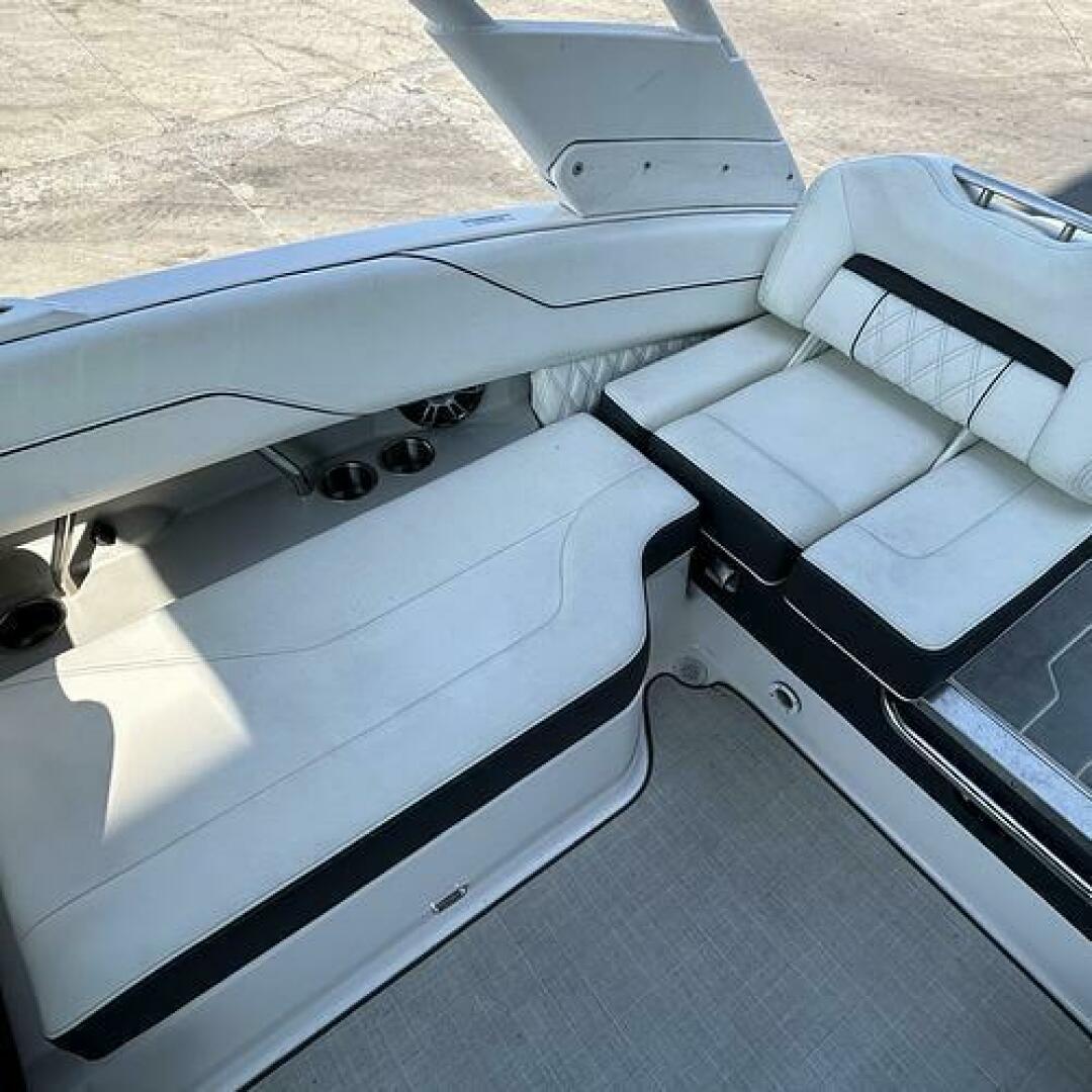 Slide: The Image of Starboard Lounge Lounge seating on the starboard side on this 2021 Regal LS4 for sale by Lucas Sochacki at Parma Marine (440) 915-8995 - 5184940