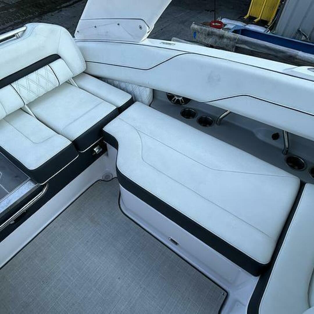 Slide: The Image of Port Lounge Seat Lounge seat on the port side on this 2021 Regal LS4 for sale by Lucas Sochacki at Parma Marine (440) 915-8995 - 5184941