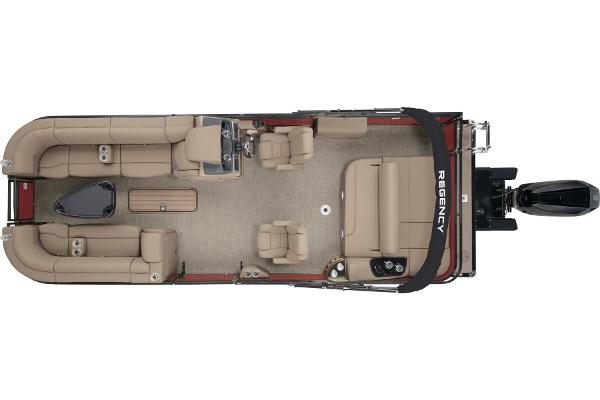 Slide: The Image of 2024 Regency 250 DL3 pontoon boat interior layout, top view. - 14