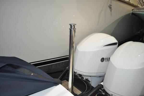 Slide: The Image of 2019 Regulator 34 SS boat with twin Yamaha outboard engines. - 5