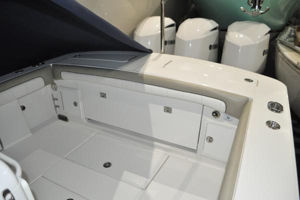 Slide: The Image of 2019 Regulator 34 SS boat deck with Yamaha outboard engines. - 7