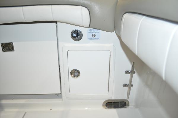 Slide: The Image of 2019 Regulator 34 SS boat interior storage compartment and seating. - 9
