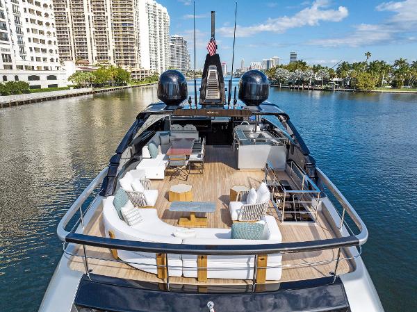 Slide: The Image of Luxurious 2024 Riva 102 Corsaro Super yacht on a scenic waterway. - 13