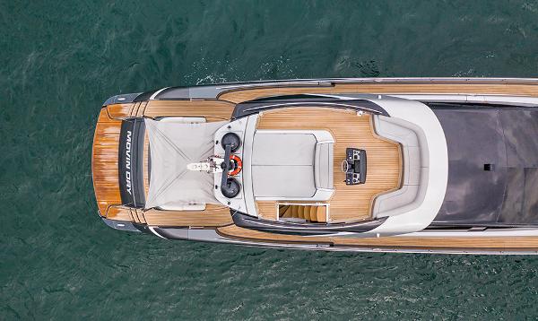 Slide: The Image of Top view of 2017 Riva 88 Domino Super luxury yacht on water. - 5