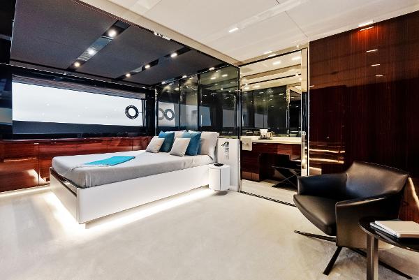 Slide: The Image of Luxurious bedroom interior of 2021 Riva 88' FOLGORE yacht with modern design. - 37