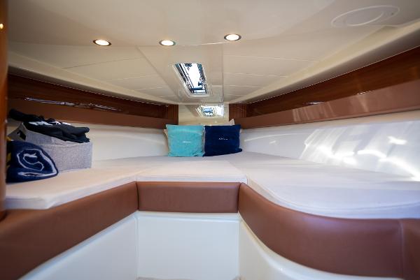 Slide: The Image of Interior cabin of 2020 Riva Aquariva Super yacht with cushions and overhead lighting. - 22