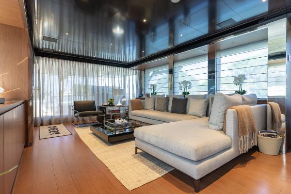 Slide: The Image of Luxurious interior of 2019 Riva ARGO yacht with modern furnishings and elegant decor. - 3