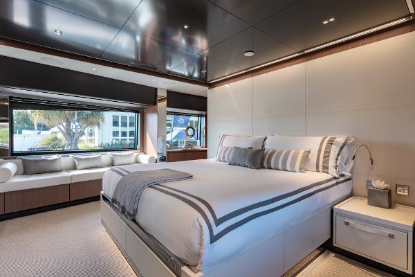 Slide: The Image of Luxurious bedroom interior on 2019 Riva ARGO yacht with modern design and large windows. - 6