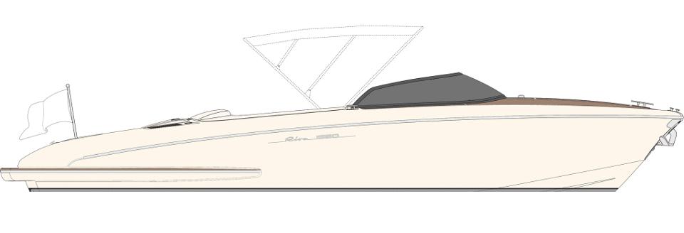 Slide: The Image of 2025 Riva Iseo luxury motorboat side profile illustration. - 13