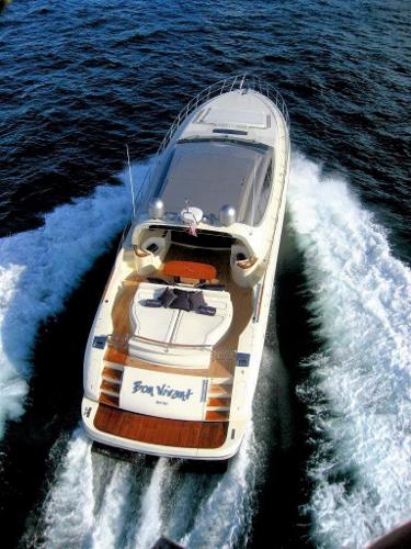 Slide: The Image of Aerial view of a 2004 Riva Splendida yacht cruising on the ocean. - 1