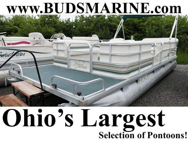 Slide: The Image of 2000 Riviera Cruiser pontoon boat at Bud's Marine, Ohio's largest selection. - 0