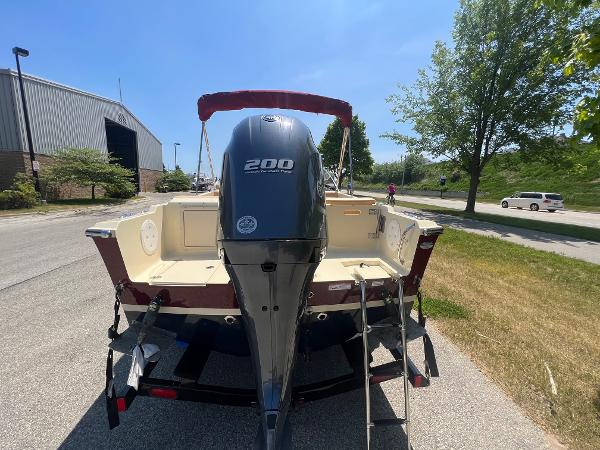 Slide: The Image of 2021 Rossiter 20 Coastal Cruiser boat with 200 HP engine, rear view. - 14