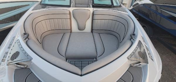 Slide: The Image of 2023 Sanger 231 SL boat with spacious, cushioned bow seating. - 44