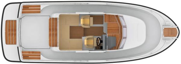 Slide: The Image of Top view of 2021 Sargo 25 boat layout with seating and helm. - 43