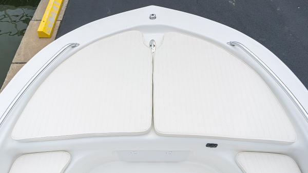 Slide: The Image of 2023 Savannah SS21 boat bow with cushioned seating. - 12