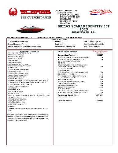 Slide: The Image of Alt text: 2023 Scarab 165ID jet boat specifications and price sheet. - 6