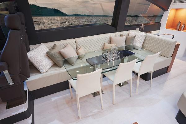 Slide: The Image of Luxurious interior of 2024 Schaefer 600 yacht with elegant dining area. - 15