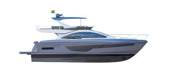 Slide: The Image of 2024 Schaefer 600 luxury yacht side view with Brazilian flag. - 29