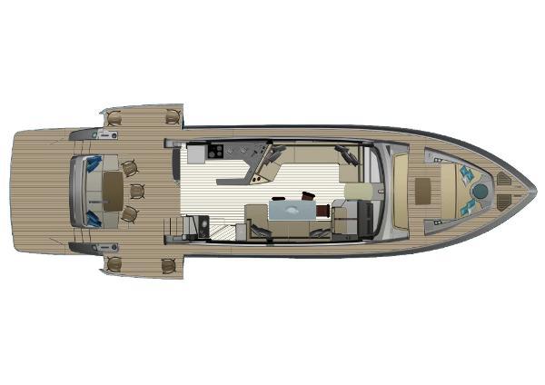 Slide: The Image of Top view of 2024 Schaefer 600 yacht floor plan, showcasing interior layout and deck areas. - 31