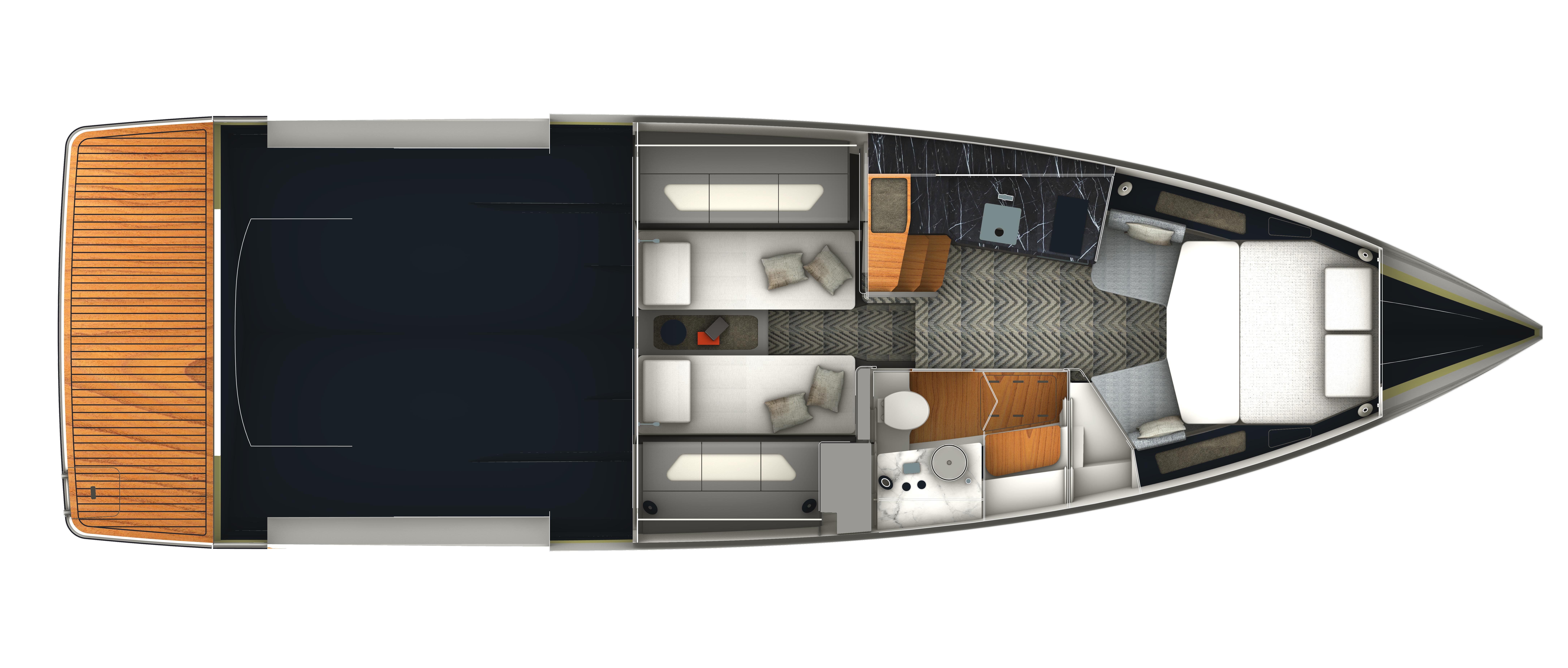 Slide: The Image of Top view of 2025 Schaefer V44 yacht interior layout. - 28