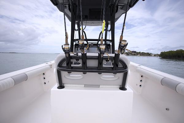 Slide: The Image of 2023 Sea Born LX26 boat with fishing rod holders on deck. - 29